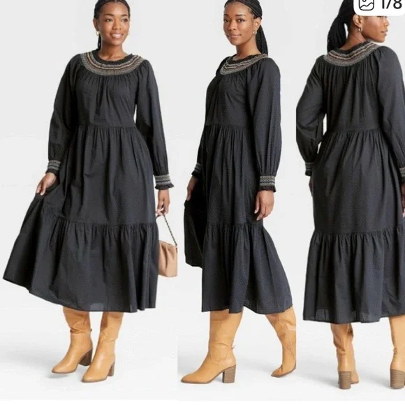 Universal Thread Charcoal Long Sleeve Dress - Picture 3 of 3